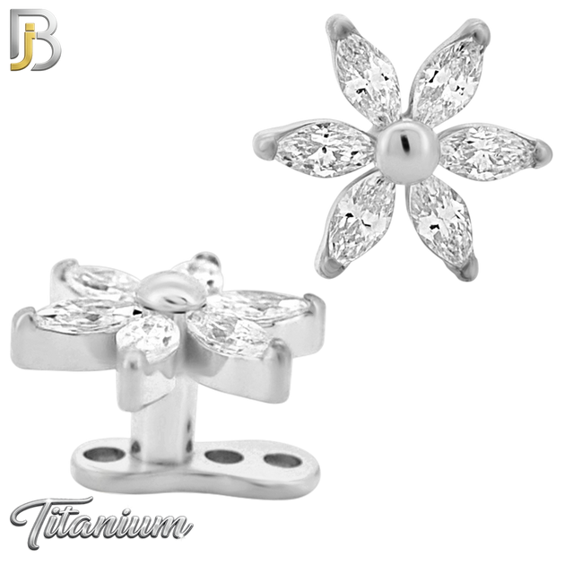 G23-DM22 - 14g G23 Titanium Anchor paired with a Surgical Steel Six‑Petal Flower Dermal Top (Pack of 6)