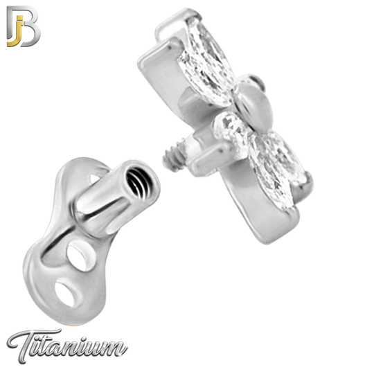 G23-DM22 - 14g G23 Titanium Anchor paired with a Surgical Steel Six‑Petal Flower Dermal Top (Pack of 6)