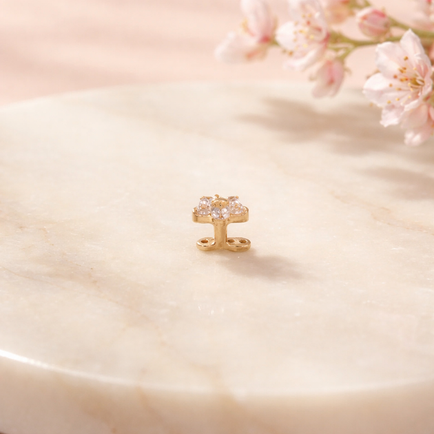 G23-DM23 - 14g G23 Titanium Anchor paired with a Surgical Steel Five‑Petal Flower Dermal Top (Pack of 6)