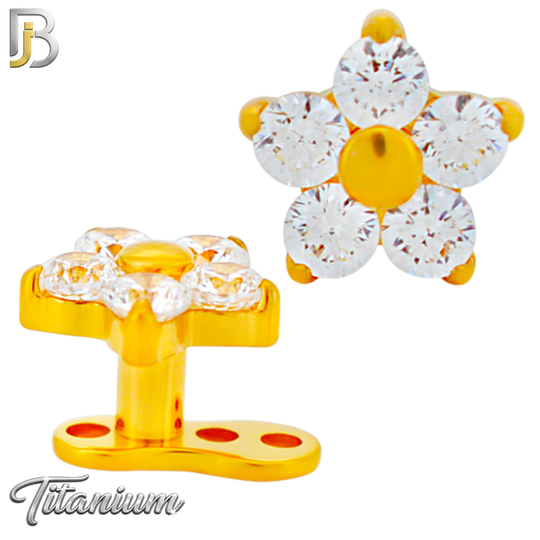 G23-DM23 - 14g G23 Titanium Anchor paired with a Surgical Steel Five‑Petal Flower Dermal Top (Pack of 6)