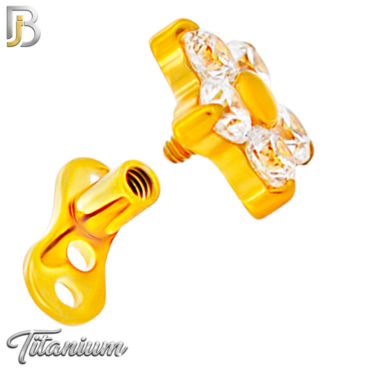G23-DM23 - 14g G23 Titanium Anchor paired with a Surgical Steel Five‑Petal Flower Dermal Top (Pack of 6)
