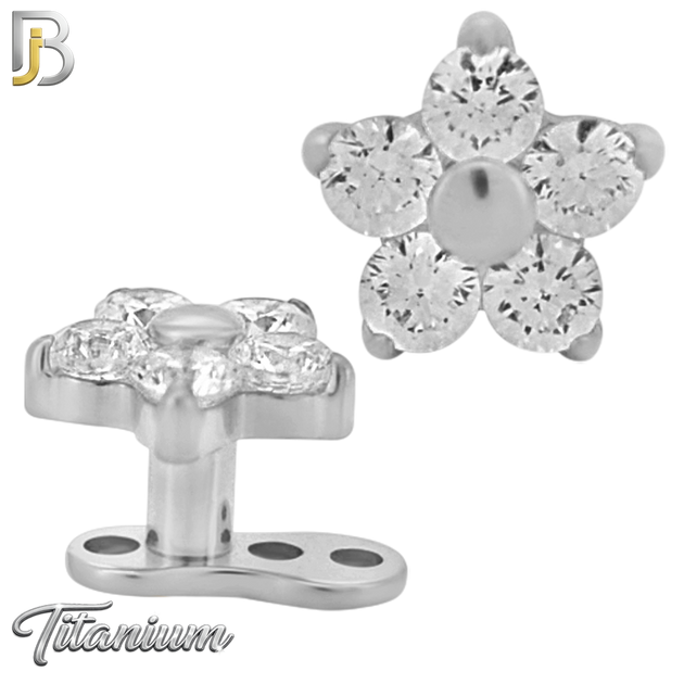 G23-DM23 - 14g G23 Titanium Anchor paired with a Surgical Steel Five‑Petal Flower Dermal Top (Pack of 6)