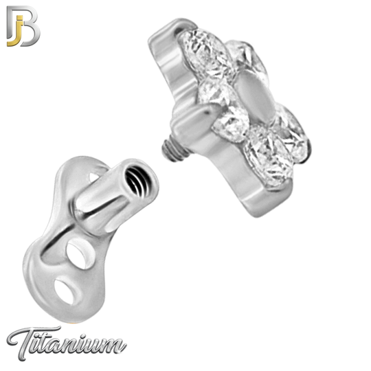 G23-DM23 - 14g G23 Titanium Anchor paired with a Surgical Steel Five‑Petal Flower Dermal Top (Pack of 6)