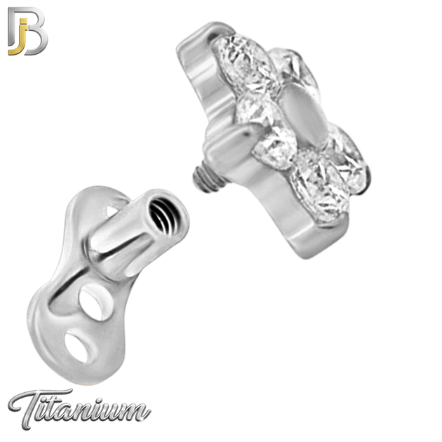 G23-DM23 - 14g G23 Titanium Anchor paired with a Surgical Steel Five‑Petal Flower Dermal Top (Pack of 6)