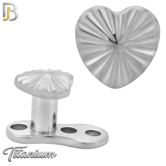 G23-DM28 - 14g G23 Titanium Anchor paired with a Surgical Steel Heart Dermal Top (Pack of 6)