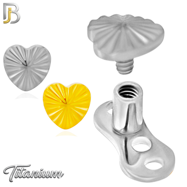 G23-DM28 - 14g G23 Titanium Anchor paired with a Surgical Steel Heart Dermal Top (Pack of 6)