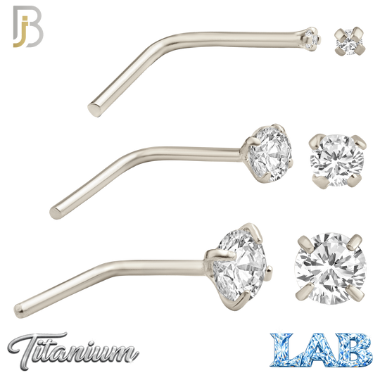 G23-NR10LS - G23 Titanium L-Shaped Nose Ring with Lab Diamond