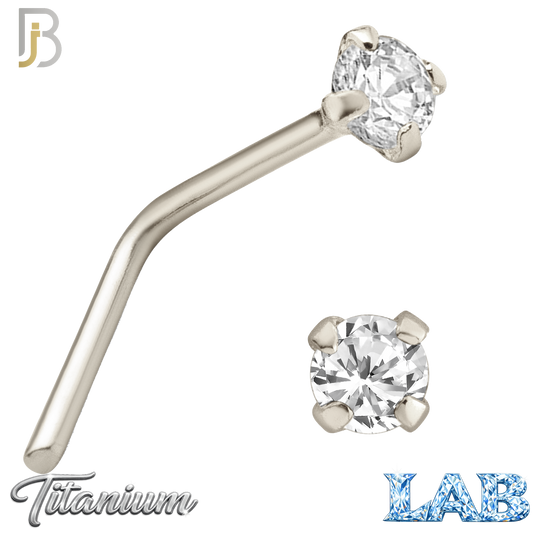 G23-NR10LS - G23 Titanium L-Shaped Nose Ring with Lab Diamond
