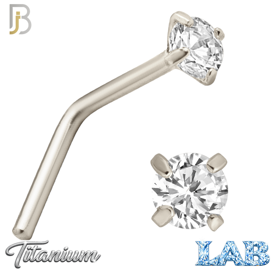 G23-NR10LS - G23 Titanium L-Shaped Nose Ring with Lab Diamond