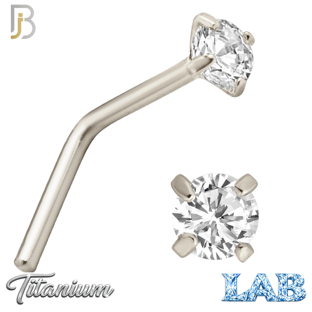 G23-NR10LS - G23 Titanium L-Shaped Nose Ring with Lab Diamond