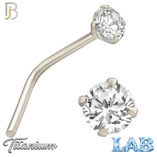 G23-NR10LS - G23 Titanium L-Shaped Nose Ring with Lab Diamond