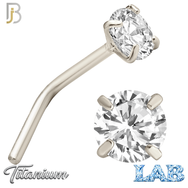 G23-NR10LS - G23 Titanium L-Shaped Nose Ring with Lab Diamond