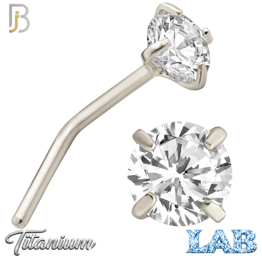 G23-NR10LS - G23 Titanium L-Shaped Nose Ring with Lab Diamond