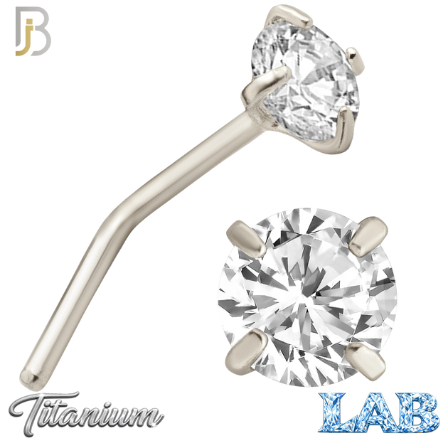 G23-NR10LS - G23 Titanium L-Shaped Nose Ring with Lab Diamond