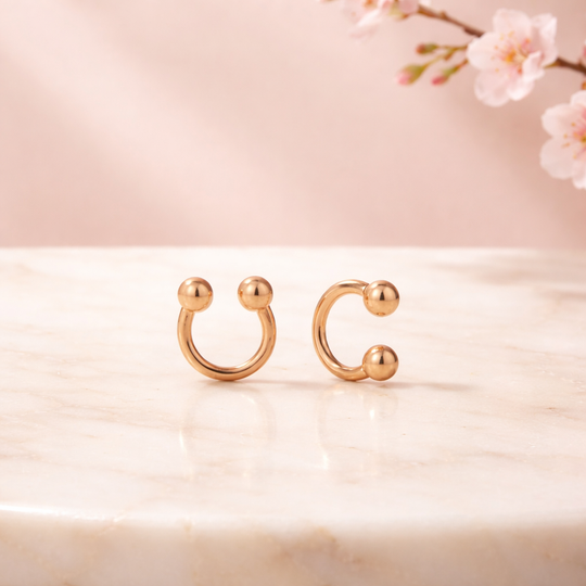 HS01G - 316L Surgical Steel Gold Plated Horseshoe Screw Ball External Threaded (PACK OF 6)