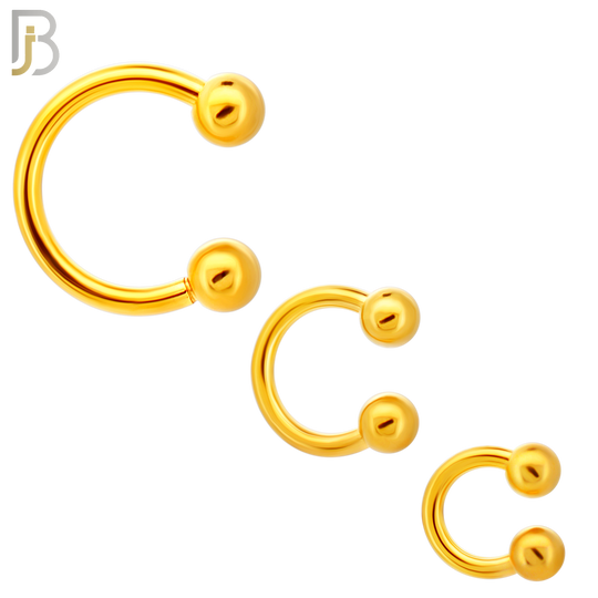 HS01G - 316L Surgical Steel Gold Plated Horseshoe Screw Ball External Threaded (PACK OF 6)