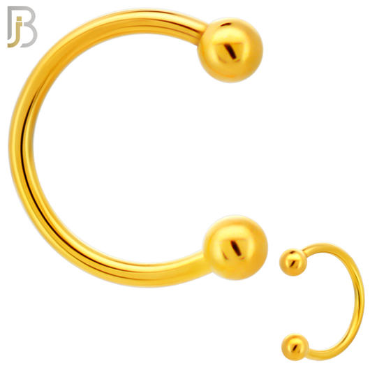 HS01G - 316L Surgical Steel Gold Plated Horseshoe Screw Ball External Threaded (PACK OF 6)