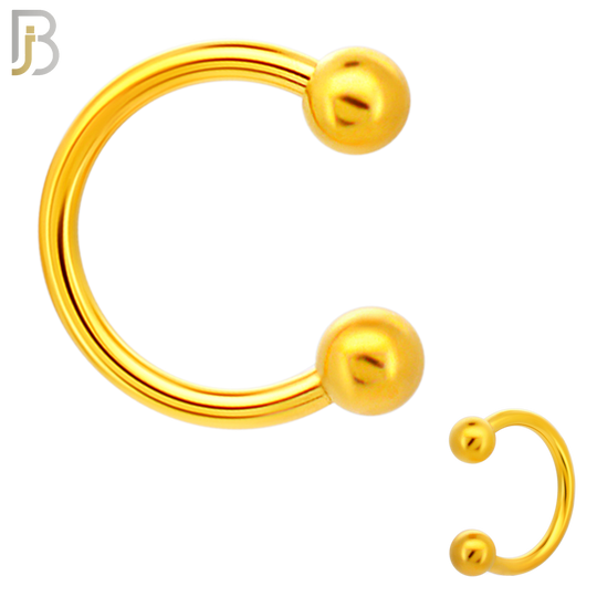 HS01G - 316L Surgical Steel Gold Plated Horseshoe Screw Ball External Threaded (PACK OF 6)