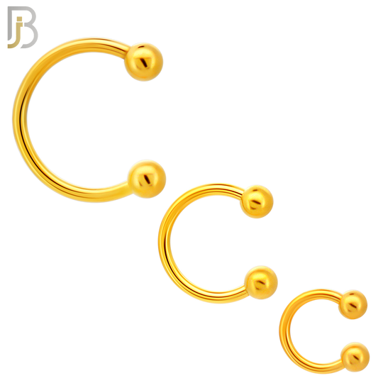 HS01G - 316L Surgical Steel Gold Plated Horseshoe Screw Ball External Threaded (PACK OF 6)