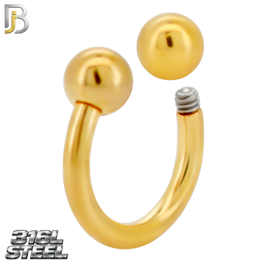 HS01G - 316L Surgical Steel Gold Plated Horseshoe Screw Ball External Threaded (PACK OF 6)