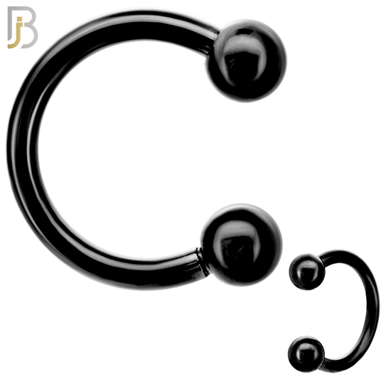HS01K - 316L Surgical Steel Black Plated Horseshoe Screw Ball External Threaded (PACK OF 6)