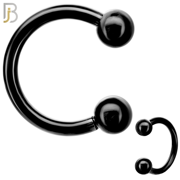 HS01K - 316L Surgical Steel Black Plated Horseshoe Screw Ball External Threaded (PACK OF 6)