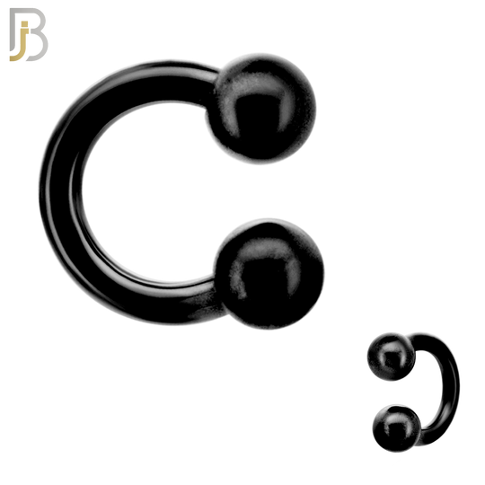 HS01K - 316L Surgical Steel Black Plated Horseshoe Screw Ball External Threaded (PACK OF 6)