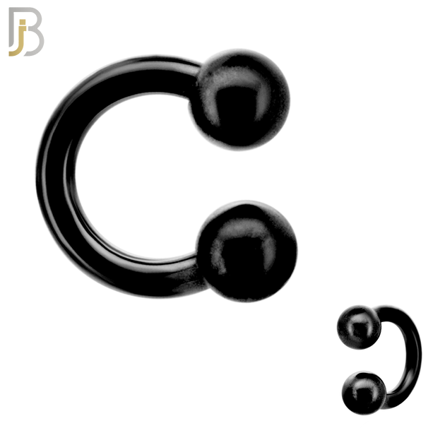 HS01K - 316L Surgical Steel Black Plated Horseshoe Screw Ball External Threaded (PACK OF 6)