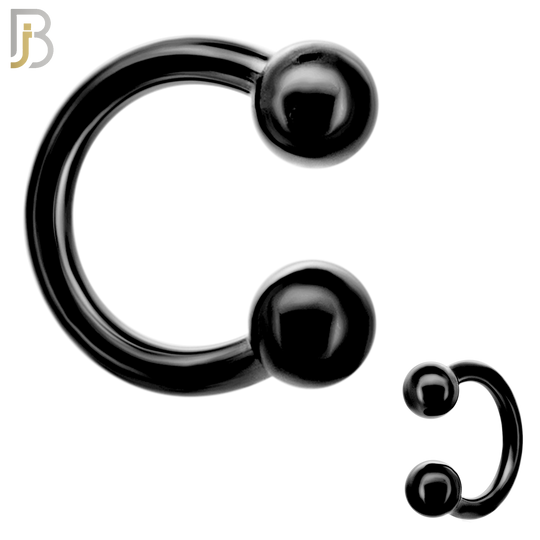HS01K - 316L Surgical Steel Black Plated Horseshoe Screw Ball External Threaded (PACK OF 6)