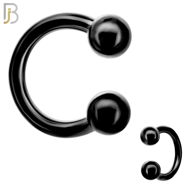 HS01K - 316L Surgical Steel Black Plated Horseshoe Screw Ball External Threaded (PACK OF 6)