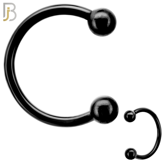 HS01K - 316L Surgical Steel Black Plated Horseshoe Screw Ball External Threaded (PACK OF 6)