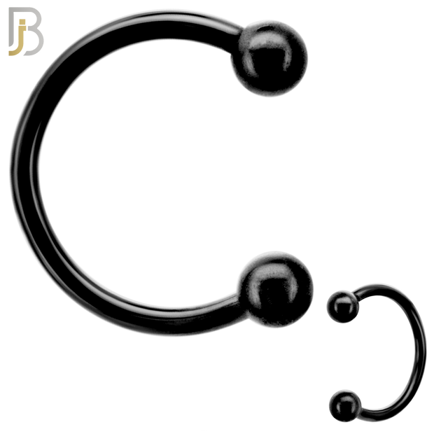 HS01K - 316L Surgical Steel Black Plated Horseshoe Screw Ball External Threaded (PACK OF 6)