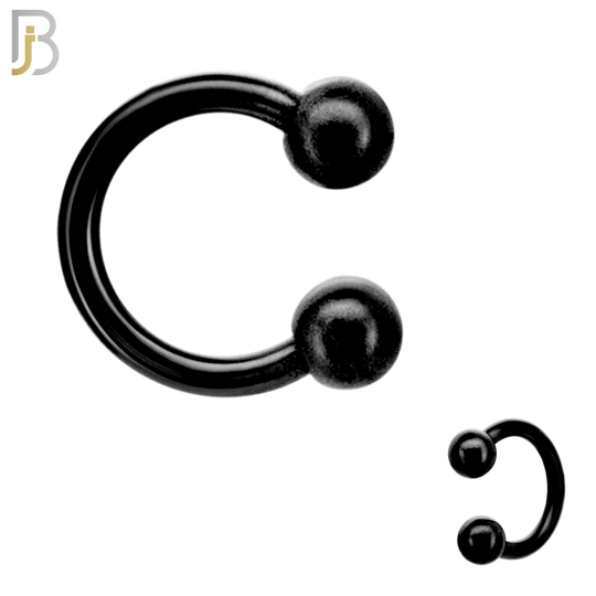 HS01K - 316L Surgical Steel Black Plated Horseshoe Screw Ball External Threaded (PACK OF 6)