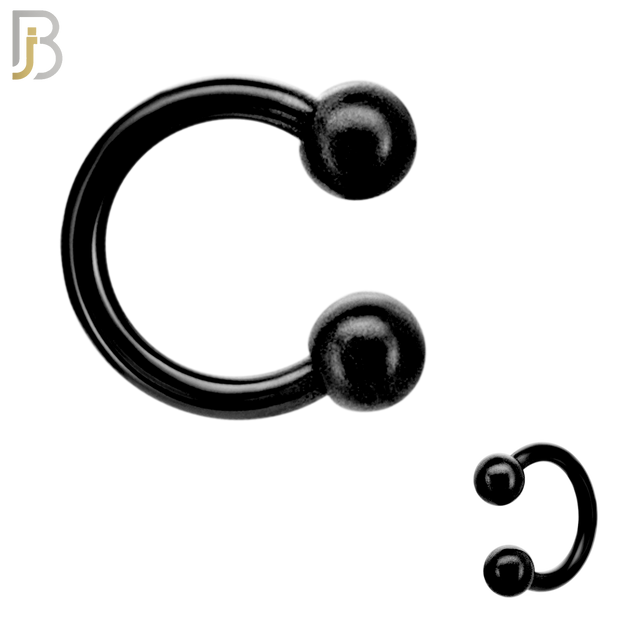 HS01K - 316L Surgical Steel Black Plated Horseshoe Screw Ball External Threaded (PACK OF 6)