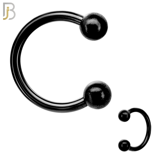 HS01K - 316L Surgical Steel Black Plated Horseshoe Screw Ball External Threaded (PACK OF 6)