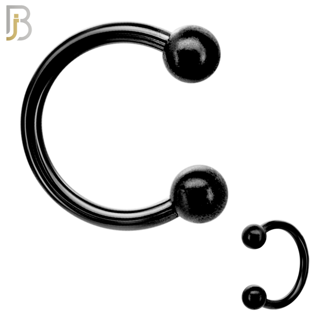 HS01K - 316L Surgical Steel Black Plated Horseshoe Screw Ball External Threaded (PACK OF 6)