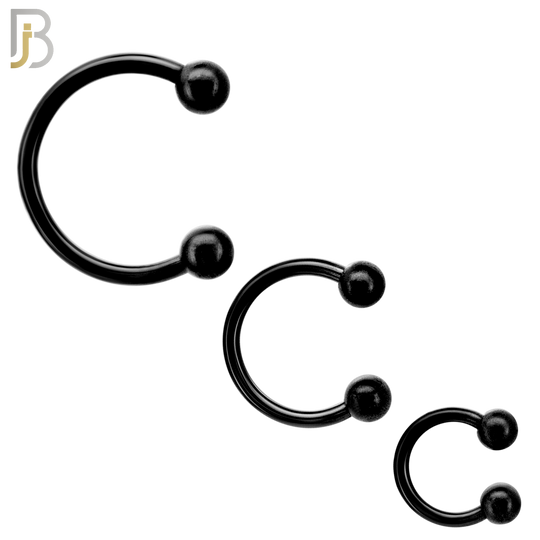 HS01K - 316L Surgical Steel Black Plated Horseshoe Screw Ball External Threaded (PACK OF 6)