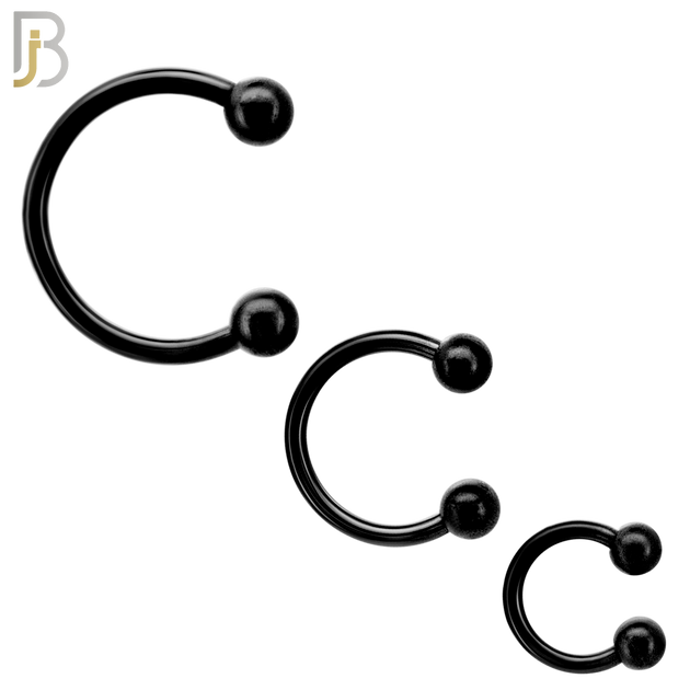 HS01K - 316L Surgical Steel Black Plated Horseshoe Screw Ball External Threaded (PACK OF 6)