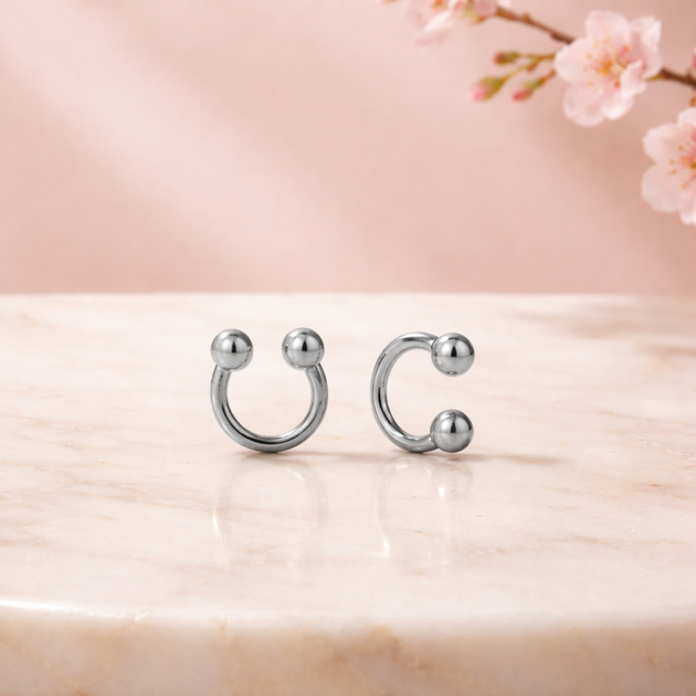 HS01S - 316L Surgical Steel Horseshoe Plain  Screw Ball External Threaded (PACK OF 6)