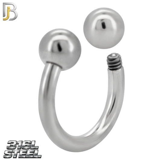 HS01S - 316L Surgical Steel Horseshoe Plain  Screw Ball External Threaded (PACK OF 6)