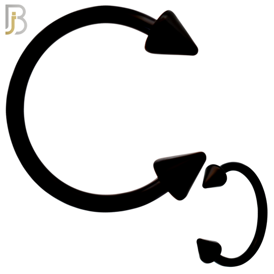 HS02K - 316L Surgical Steel Black Plated Horseshoe Plain  Screw Spike External Threaded  (PACK OF 6)