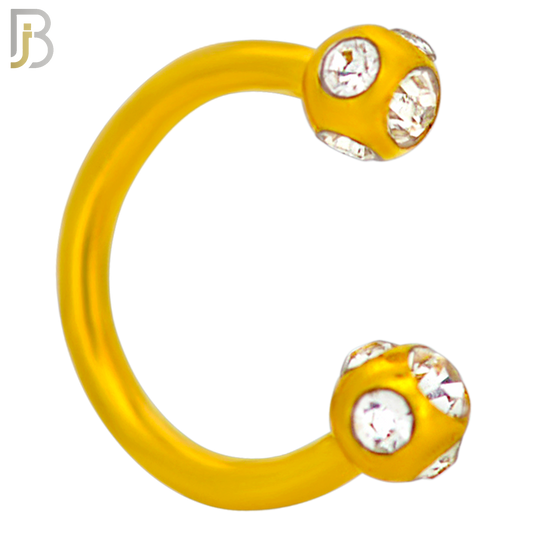 HS03G - 316L Surgical Steel Gold Plated Horseshoe with  Multi Zircon Screw Ball External Threaded (PACK OF 6)