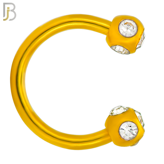 HS03G - 316L Surgical Steel Gold Plated Horseshoe with  Multi Zircon Screw Ball External Threaded (PACK OF 6)