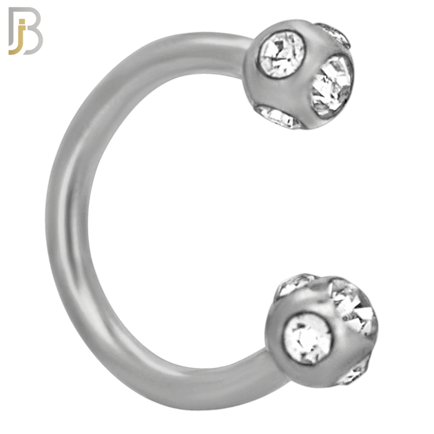 HS03S - 316L Surgical Steel Horseshoe with  Multi Zircon Screw Ball External Threaded (PACK OF 6)