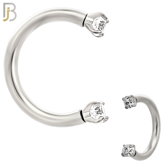 HS06S - 316L Surgical Steel Horseshoe with Prong Setting Zircon Internally Threaded Circular Barbell (PACK OF 6)