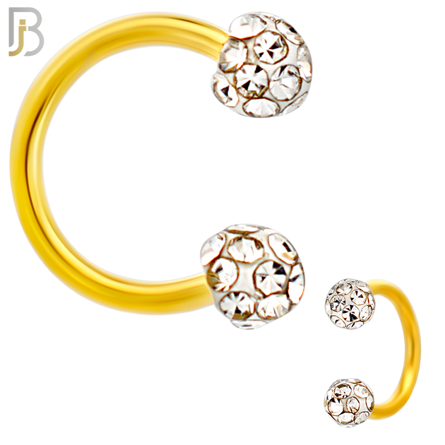 PK-HS07M8 - 316L Surgical Steel Horseshoe Body Jewelry – Multi Zircon Coated Ball Rings, 60-Piece Set