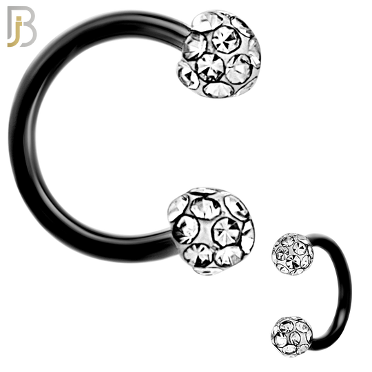 PK-HS07M8 - 316L Surgical Steel Horseshoe Body Jewelry – Multi Zircon Coated Ball Rings, 60-Piece Set