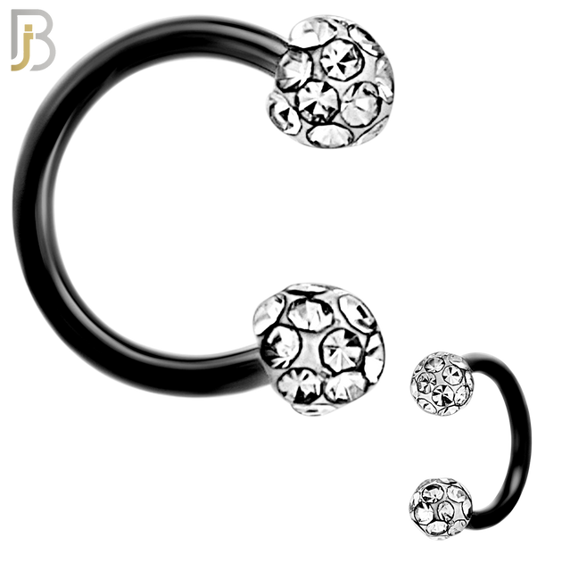PK-HS07M8 - 316L Surgical Steel Horseshoe Body Jewelry – Multi Zircon Coated Ball Rings, 60-Piece Set
