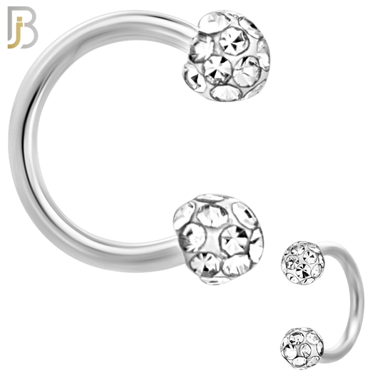 PK-HS07M8 - 316L Surgical Steel Horseshoe Body Jewelry – Multi Zircon Coated Ball Rings, 60-Piece Set