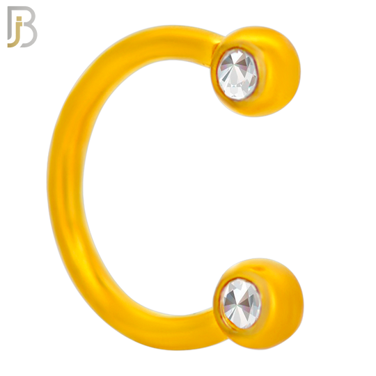 HS08 - 316L Surgical Steel 16g Horseshoe with Double Front Facing Gem Screw Ball External Threaded (Pack of 6)
